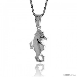 Sterling Silver Small Seahorse Pendant, Made in Italy. 5/8 in. (16 mm) Tall -Style Iph263