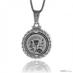 Sterling Silver Eucharist Medal, Made in Italy. 5/8 in. (17 mm) in Diameter.