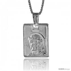 Sterling Silver Jesus Pendant, Made in Italy. 5/8 in. (17 mm) Tall -Style Iph32