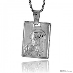 Sterling Silver Madonna & Child Pendant, Made in Italy. 5/8 in. (17 mm) Tall