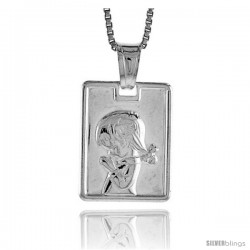 Sterling Silver Girl Pendant, Made in Italy. 5/8 in. (17 mm) Tall