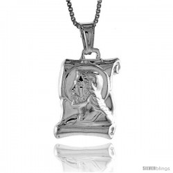 Sterling Silver Jesus Scroll Pendant, Made in Italy. 3/4 in. (19 mm) Tall