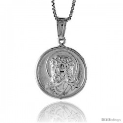 Sterling Silver Jesus Medal, Made in Italy. 11/16 (18 mm) in Diameter.