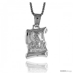 Sterling Silver Jesus Scroll Pendant, Made in Italy. 9/16 in. (15 mm) Tall