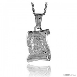 Sterling Silver Jesus on a Scroll Pendant, Made in Italy. 9/16 in. (15 mm) Tall