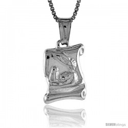 Sterling Silver Baptismal Certificate Pendant, Made in Italy. 9/16 in. (15 mm) Tall