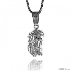 Sterling Silver Teeny Jesus Pendant, Made in Italy. 1/2 in. (13 mm) Tall