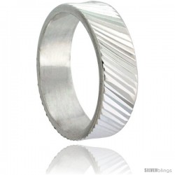 Sterling Silver 6mm Wide Ridged Wedding Band