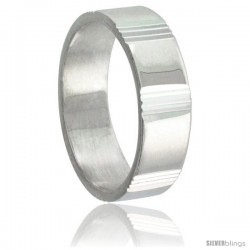 Sterling Silver 6mm Wedding Band Vertical Stripes Intervals