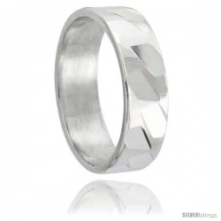 Sterling Silver 6mm Wedding Band Spiral Faceted