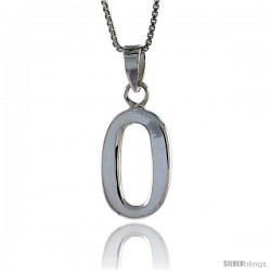 Sterling Silver Digit Number 0 Pendant 3/4 in. (18 mm)