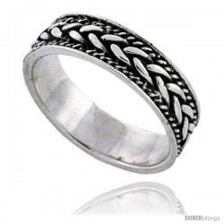 Sterling Silver Braided Rope Wedding Band Ring