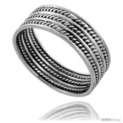 Sterling Silver Bali Style Rope Wedding Band Ring 3/8 wide