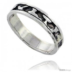 Sterling Silver Freeform Wedding Band Ring, 1/8 in wide