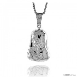 Sterling Silver Mother Mary Pendant, Made in Italy. 3/4 in. (19 mm) Tall -Style Iph49