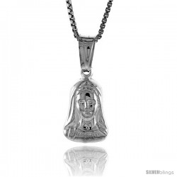 Sterling Silver Mother Mary Pendant, Made in Italy. 1/2 in. (13 mm) Tall -Style Iph51