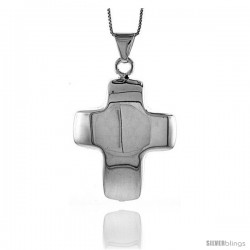 Sterling Silver Large Cross Pendant, Made in Italy. 1 3/4 in. (45 mm) Tall