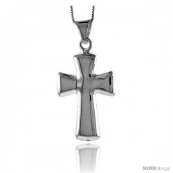 Sterling Silver Large Cross Pendant, Made in Italy. 1 11/16 in. (43 mm) Tall