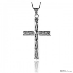 Sterling Silver Large Cross Pendant, Made in Italy. 2 in. (50 mm) Tall -Style Iph57