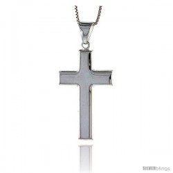 Sterling Silver Cross Pendant, Made in Italy. 1 5/16 in. (34 mm) Tall