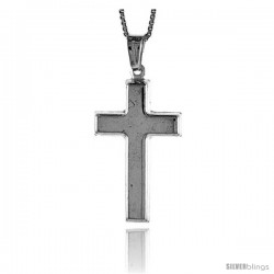 Sterling Silver Cross Pendant, Made in Italy. 1 1/16 in. (27 mm) Tall