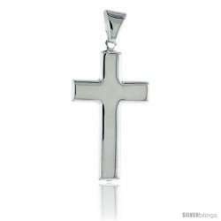 Sterling Silver Cross Pendant, Made in Italy. 1 3/8 in. (35 mm) Tall