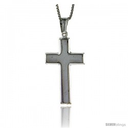 Sterling Silver Cross Pendant, Made in Italy. 1 3/16 in. (30 mm) Tall