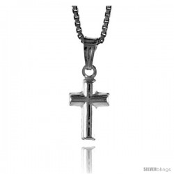 Sterling Silver Teeny Cross Pendant, Made in Italy. 7/16 in. (11 mm) Tall