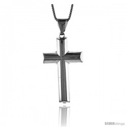 Sterling Silver Cross Pendant, Made in Italy. 1 3/8 in. (34 mm) Tall