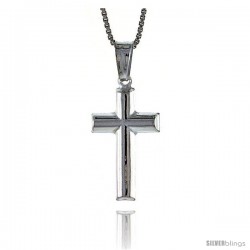 Sterling Silver Cross Pendant, Made in Italy. 7/8 in. (22 mm) Tall -Style Iph69