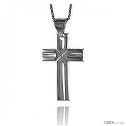 Sterling Silver Cross Pendant, Made in Italy. 1 3/16 in. (30 mm) Tall -Style Iph70