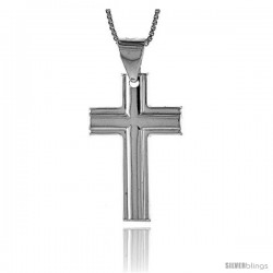 Sterling Silver Cross Pendant, Made in Italy. 1 3/16 in. (30 mm) Tall -Style Iph71