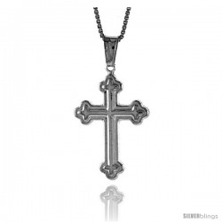 Sterling Silver Cross Pendant, Made in Italy. 1 in. (26 mm) Tall