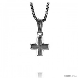 Sterling Silver Teeny Cross Pendant, Made in Italy. 5/16 in. (8 mm) Tall