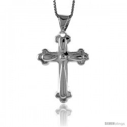 Sterling Silver Cross Pendant, Made in Italy. 1 1/4 in. (31 mm) Tall