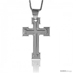 Sterling Silver Cross Pendant, Made in Italy. 1 1/4 in. (31 mm) Tall -Style Iph77