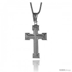 Sterling Silver Cross Pendant, Made in Italy. 1 in. (25 mm) Tall