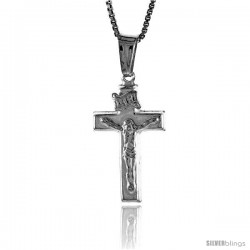 Sterling Silver Crucifix Pendant, Made in Italy. 15/16 in. (23 mm) Tall