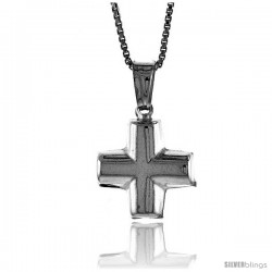 Sterling Silver Cross Pendant, Made in Italy. 9/16 in. (15 mm) Tall