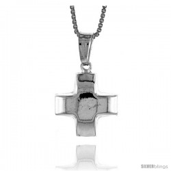 Sterling Silver Cross Pendant, Made in Italy. 9/16 in. (15 mm) Tall -Style Iph82