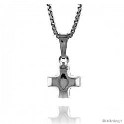 Sterling Silver Teeny Cross Pendant, Made in Italy. 1/4 in. (7 mm) Tall