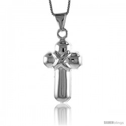 Sterling Silver Cross Pendant, Made in Italy. 1 1/8 in. (29 mm) Tall -Style Iph85