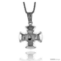 Sterling Silver Cross Pendant, Made in Italy. 9/16 in. (15 mm) Tall -Style Iph88