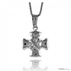 Sterling Silver Cross Pendant, Made in Italy. 9/16 in. (15 mm) Tall -Style Iph89