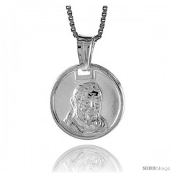 Sterling Silver Padre Pio Medal, Made in Italy. 9/16 in. (15 mm) in Diameter.