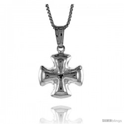 Sterling Silver Cross Pendant, Made in Italy. 9/16 in. (15 mm) Tall -Style Iph90