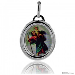 Sterling Silver Saint Joseph & Holy Child Baby Jesus Charm Made in Italy 3/4 in tall