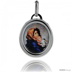 Sterling Silver Mother Mary & Holy Child Baby Jesus Charm Made in Italy 3/4 in tall