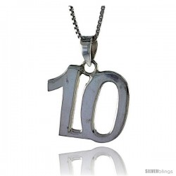 Sterling Silver Digit Number 10 Pendant 3/4 in. (18 mm)