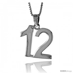 Sterling Silver Digit Number 12 Pendant 3/4 in. (18 mm)